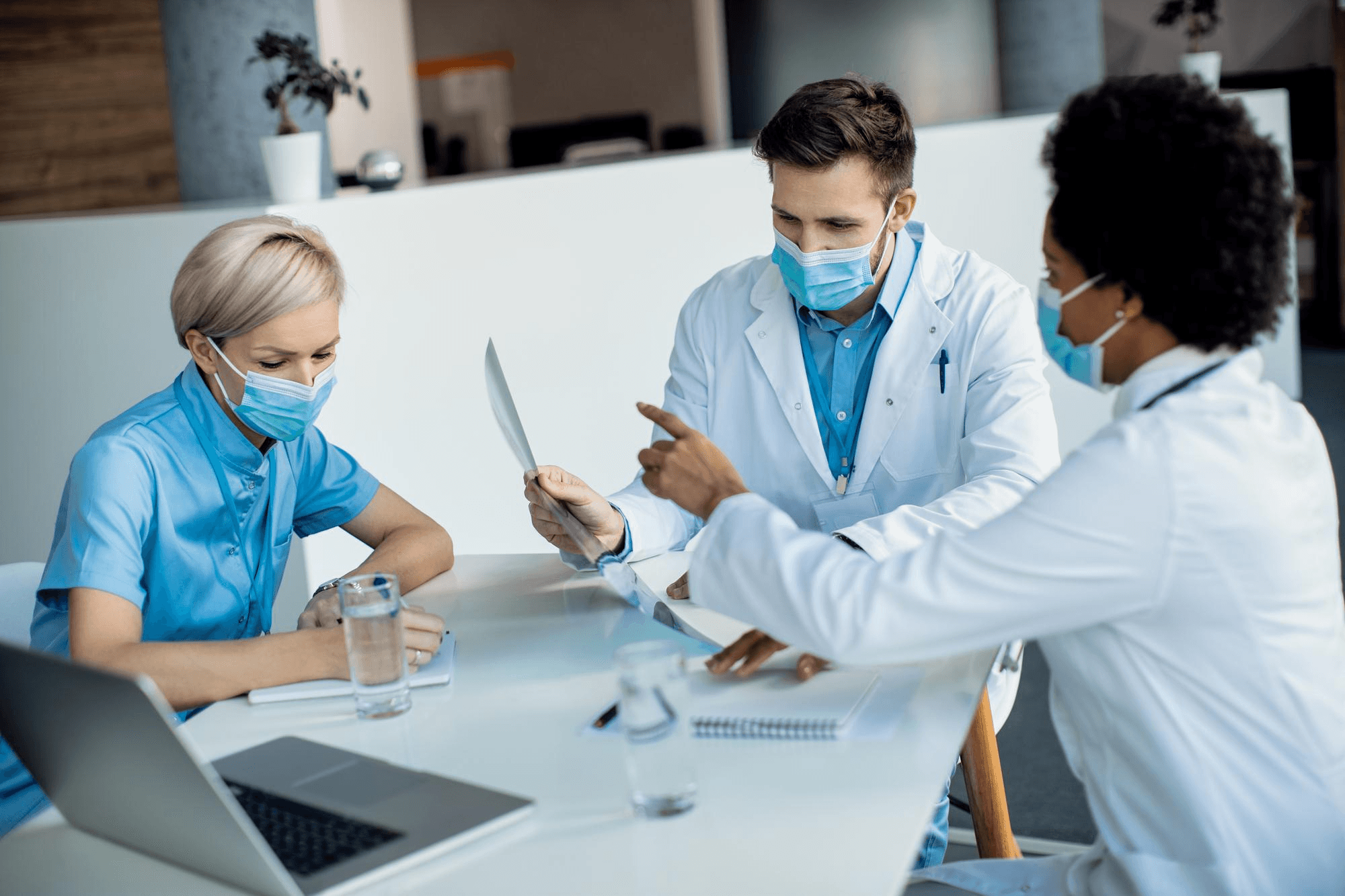 Professional working with technology to address challenges