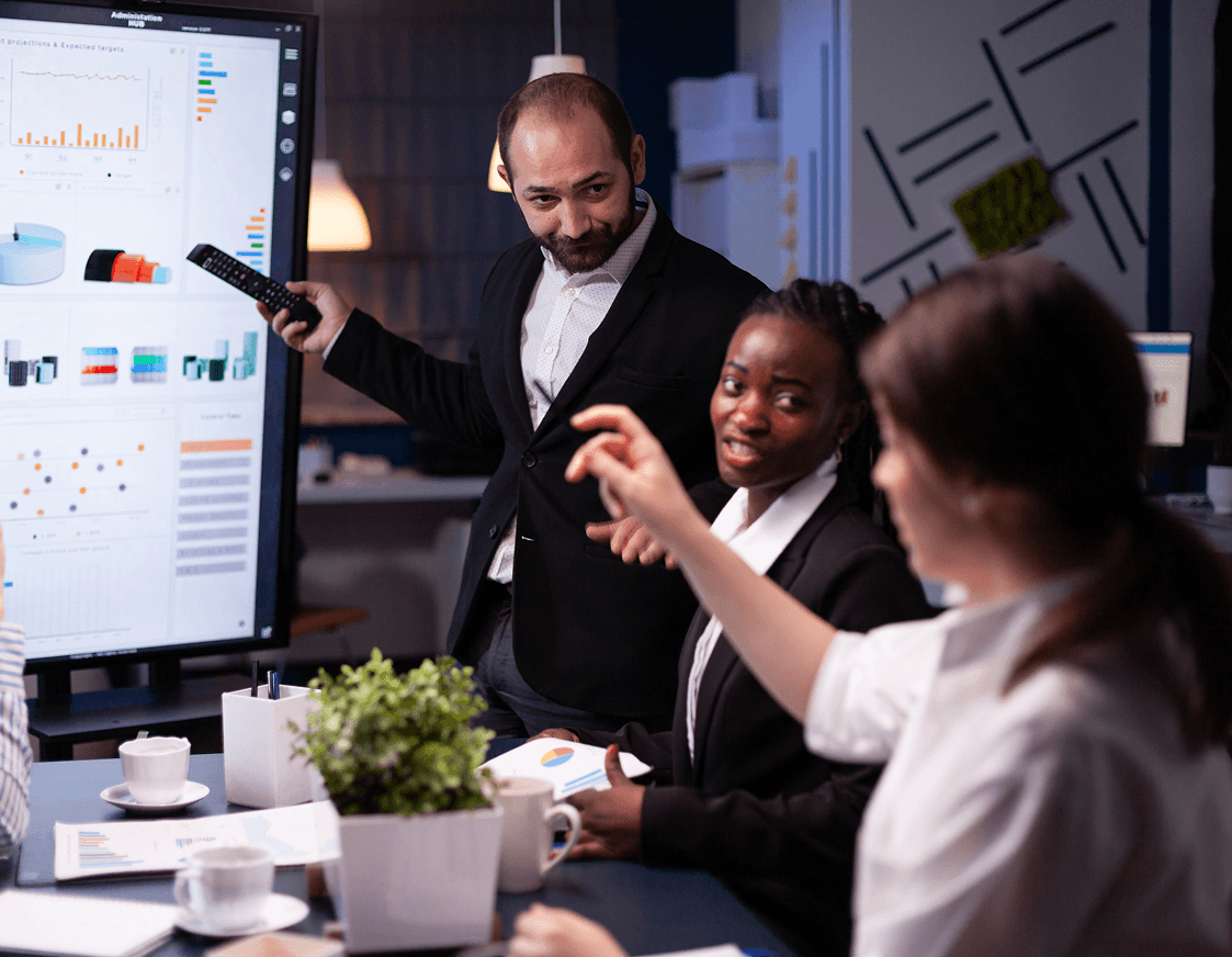 Professional working with technology to address challenges